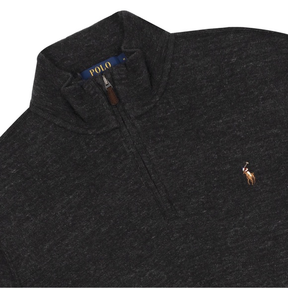 Polo Ralph Lauren Estate Rib Half-Zip Pullover Sz Large in Charcoal Grey - Picture 3 of 10